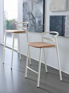 Dora S, Stool with upholstered seat, available in various finishes