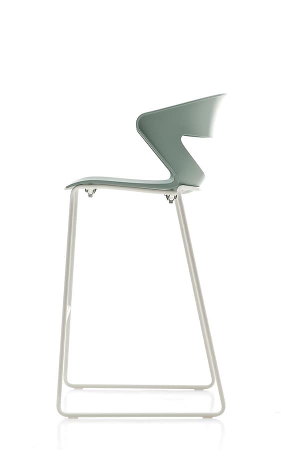 Kicca stool, Stool in metal and polypropylene, also available upholstered