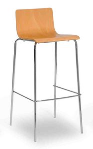 Lilly stool, Metal stool with wooden shell