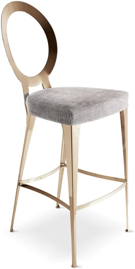 Miss stool with uncovered backrest, Contemporary, simple and linear barstool