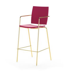 Twin SG, Metal stool with armrests, with high comfort padding