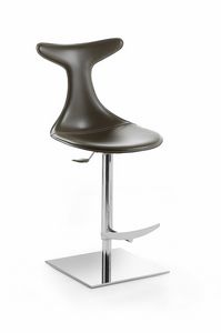 Vito barstool, Height-adjustable barstool, swivel, with seat covered in thick leather