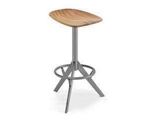 MILANO/SG, Stool in metal with wooden seat, without backrest