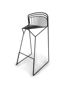 Ribelle stool, Stool entirely in steel rod, for outdoor and indoor use