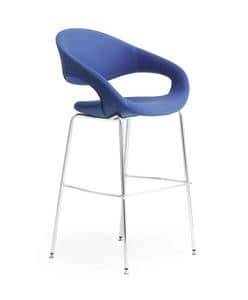 Samba stool, Stool in metal with upholstered seat for bar and kitchen