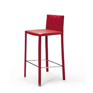 Agata woven SG, Barstool fully covered in leather, for contract use