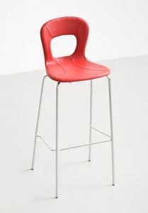 Blog Stool UPH 68, Design barstool with shell in leather, for modern kitchens