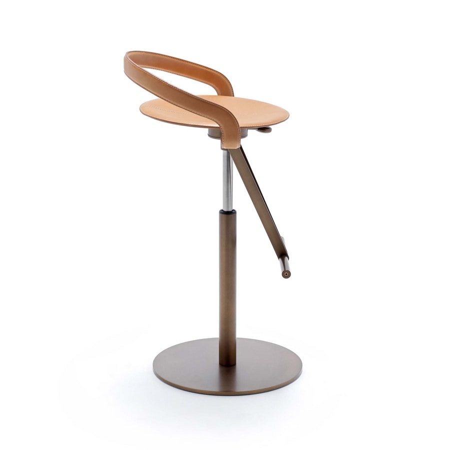 Cayman Bar BT, Height-adjustable stool, leather seat