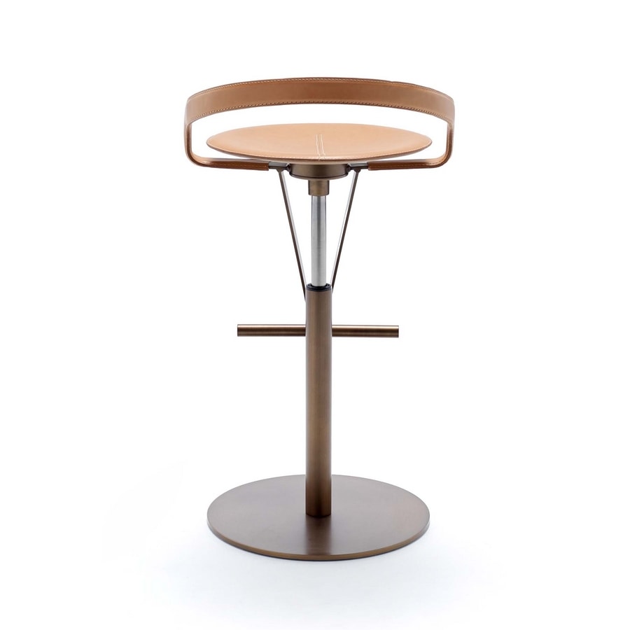 Cayman Bar BT, Height-adjustable stool, leather seat