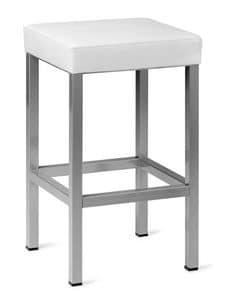 Club, Barstool with metal frame, upholstered square seat