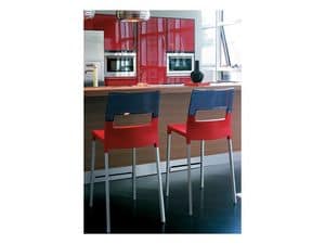 Diva stool h.65 / h.75, Stackable barstool made of plastic and aluminum