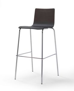 Tesa wood ST, Stool with metal base, stackable, for bar and kitchen