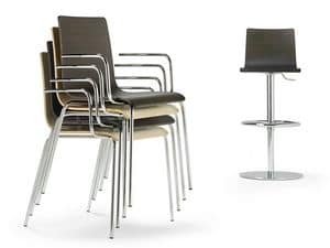 Fibra SG, Stool with backrest, in chrome-plated metal, for bars