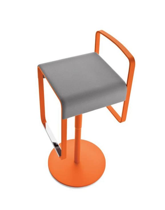 Kyro, Metal stool with upholstered seat for bars and kitchens
