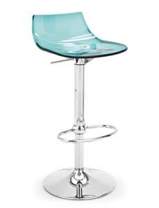 Neon, Contemporary barstool, with seat in transparent plastic