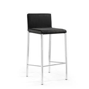 Ninfea Q SG, Barstool with base in square tube, in leather, for kitchens