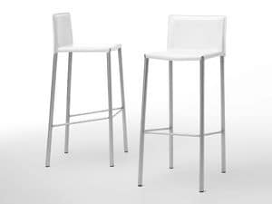 Ninfea SG, Stool with backrest, in leather, for hotel and kitchen