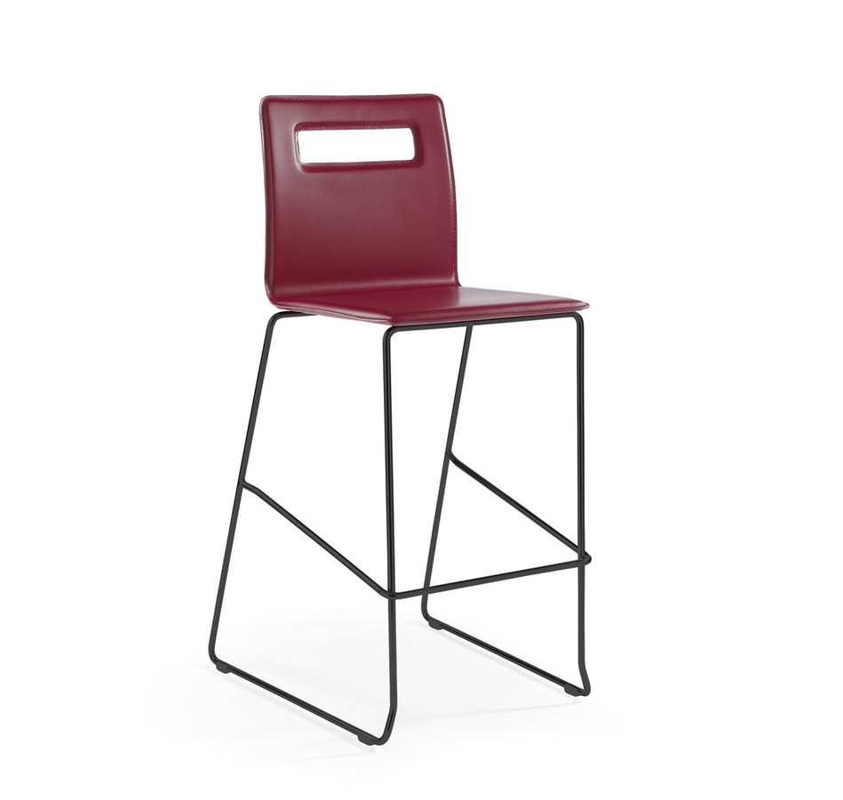 Nuvola SG, Metal stool with leather covering