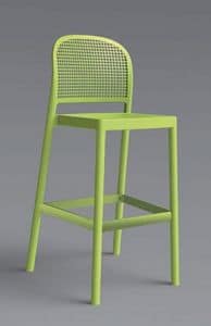 Panama Stool, Barstool with backrest in modern style, for outdoor side