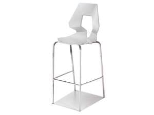 Prodige ST, Modern barstool in polymer and metal, perforated back