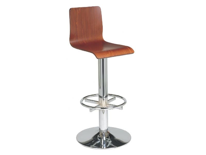 SG 035, Stool with metal frame and plywood shell, for bars