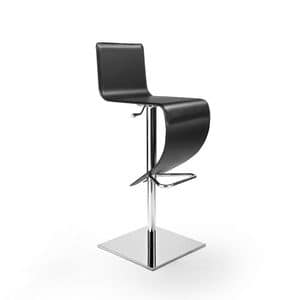 Stella Q SG, Leather stool with chromed base, adjustable height