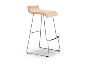 DRINK/H, Linear barstool with steel base, honeycomb seat