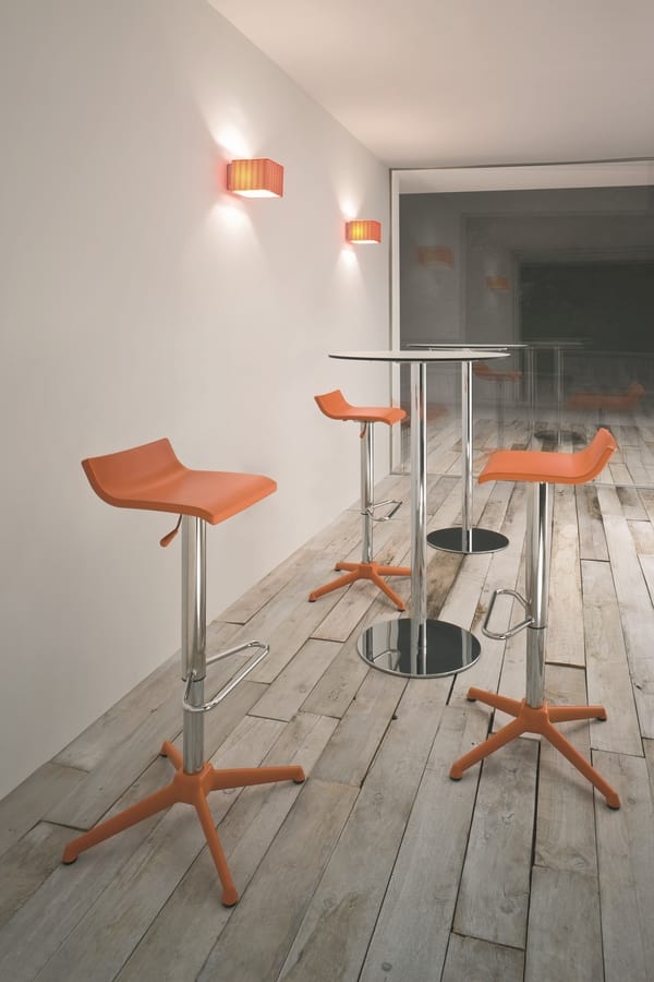 Over stool, Adjustable modern barstool, in chromed steel