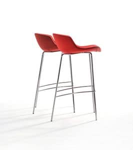 COCOON stool fixed, Fixed design stool, chromed, polyurethane shell