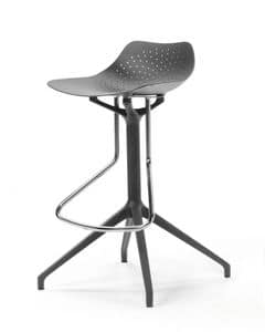 Klera stool, Stool with base with races and seat in aluminum