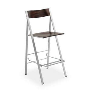 Pocket wood ST, Folding stool, space-saving, for kitchen furnishing