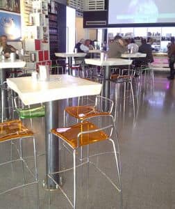 Sol stool, Linear stackable stool, polycarbonate or abs seat, for bars and restaurants