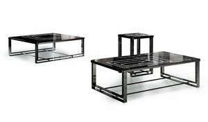 Gli Olmi, Coffee tables with Nero Marquina marble top with inlay