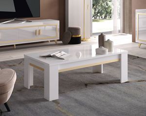 Gold coffee table, Modern coffee table, glossy white lacquered