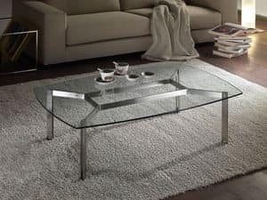 Haiti coffee table, Rectangular glass coffee table for living rooms, rounded corners