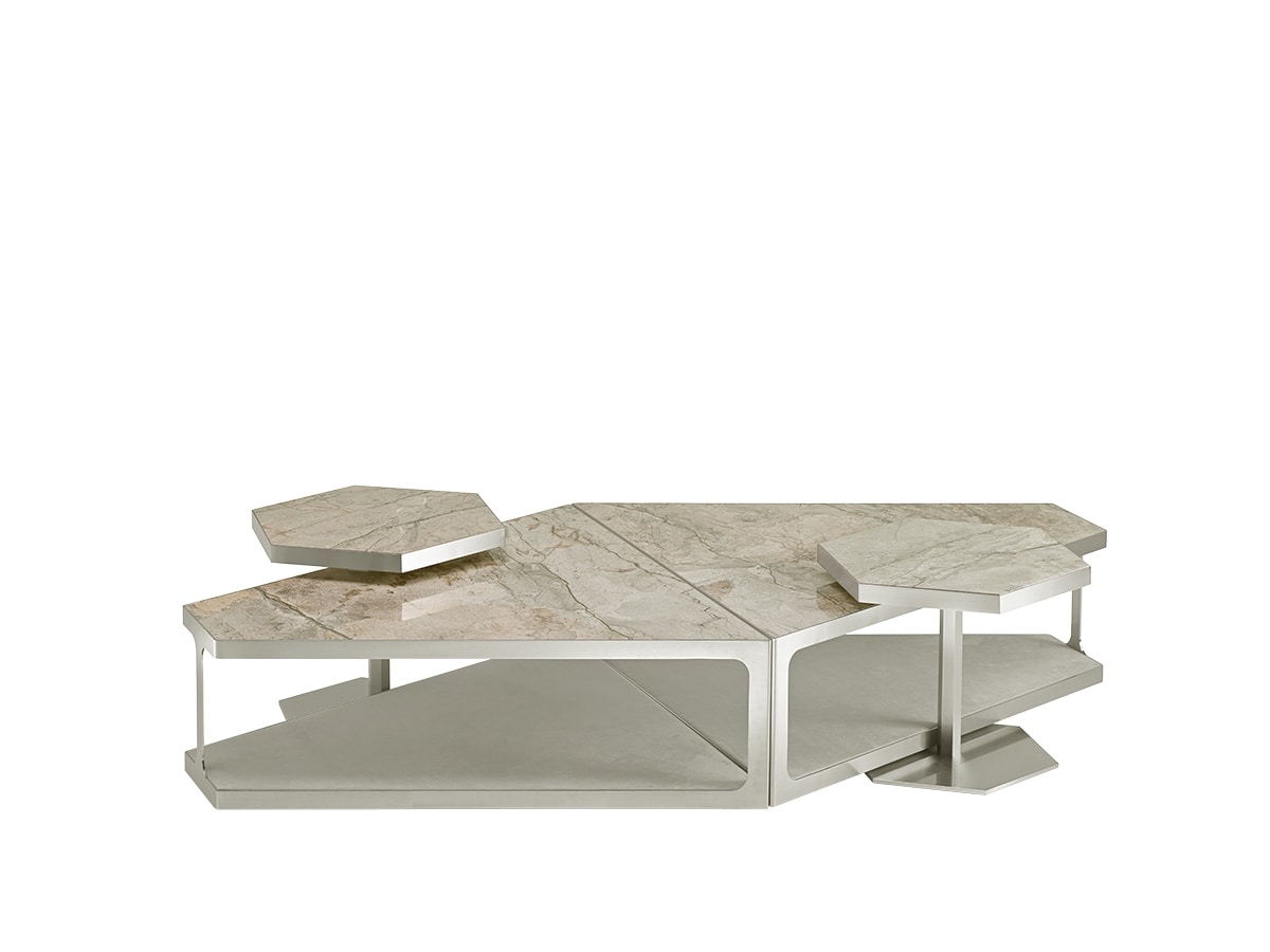 Madison, Collection of hexagonal and trapezoidal coffee tables