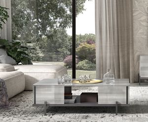 Mia Art. MIDGRCT01, Coffee table in gray glossy lacquered wood, metal feet