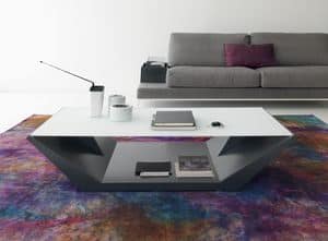 Nido 285, Small linear table in laminate, glass top, for waiting room