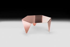 Ruche Metal G, Hexagonal coffee table in galvanized metal
