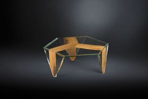 Ruche Venezia, Coffee table in glass and wood