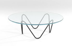Suono, Modern coffee table with metal frame and glass top