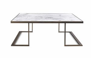 Ted, Square coffee table in marble and metal