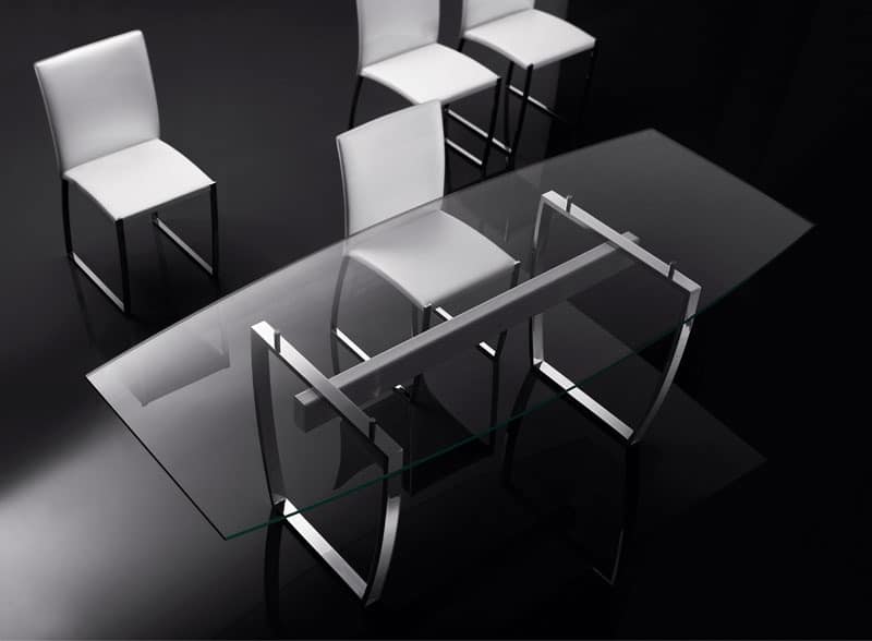 ART. 258/F DIAMOND TABLE, Tables with metal base, transparent glass top