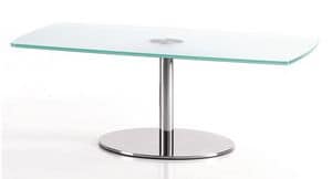 BASIC 854 C, Rectangular table with metal base and glass top
