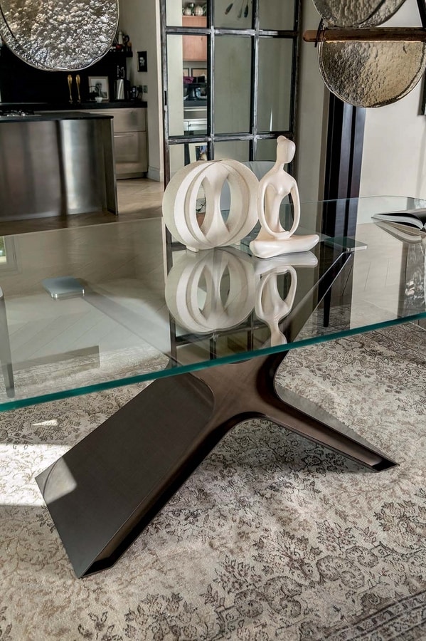 CALLIOPE XXL, Table with painted steel structure, glass or ceramic tops