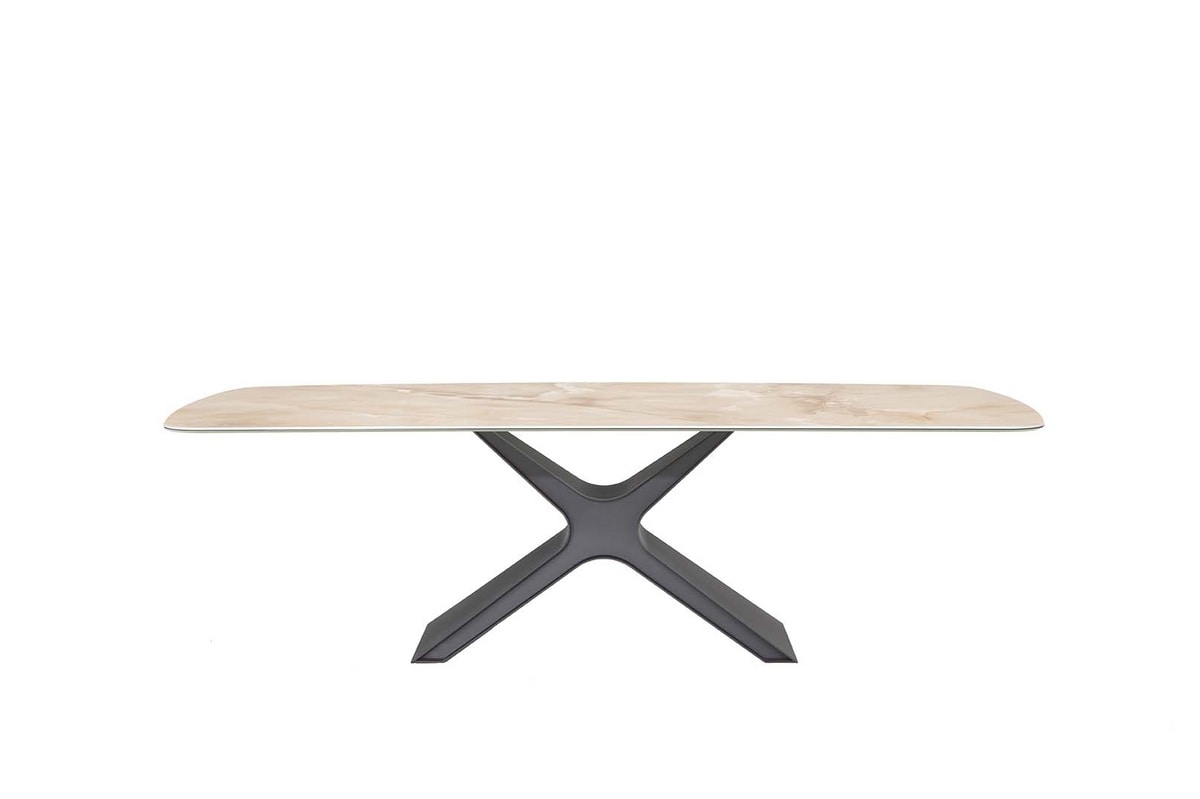 CALLIOPE XXL, Table with painted steel structure, glass or ceramic tops