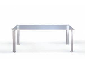 Crono, Dining table with clear glass top
