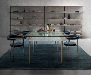 Legs Dining Table, Crystal and brass table