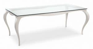 Raffaello 2 table, Table with aluminum legs, top in transparent glass
