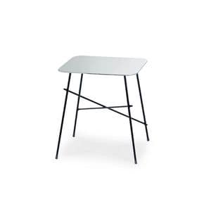 Walter, Elegant table with rectangular top in satin steel